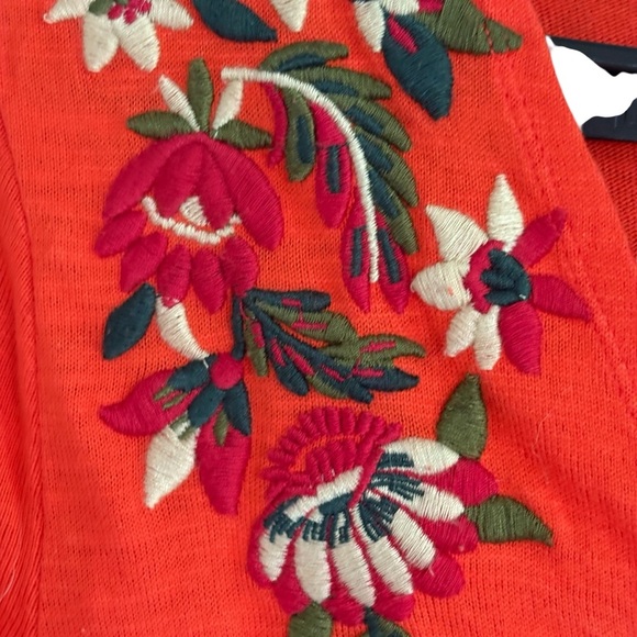 Zara Knit Womens Orange Embroidered Mini Dress Size Large 100% Cotton - Picture 5 of 8